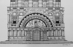 Ink drawing of the main section of Westminister Cathedral