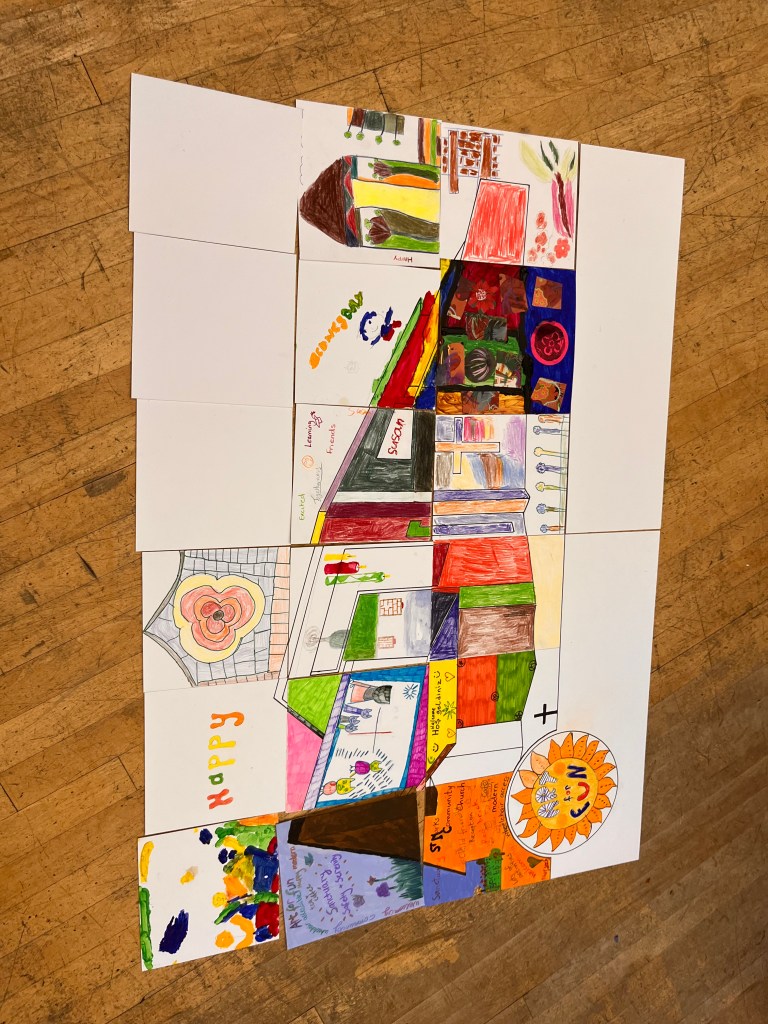 A group photo of the finished piece from another angle.