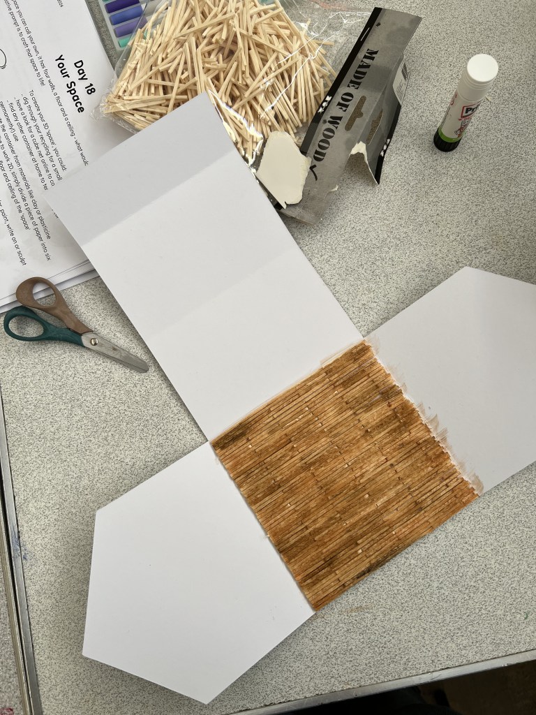 The model of the house has not been glued together.The floor is made of individually glued matchsticks.