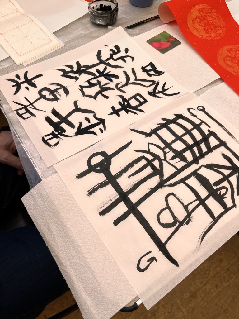 two examples of work from the session. 