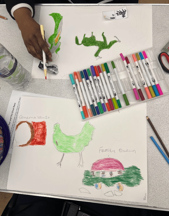 Picture of a green Horse and green Rooster