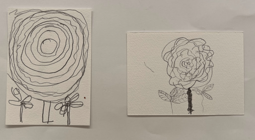Pencil sketch of flowers- specifically roses. 